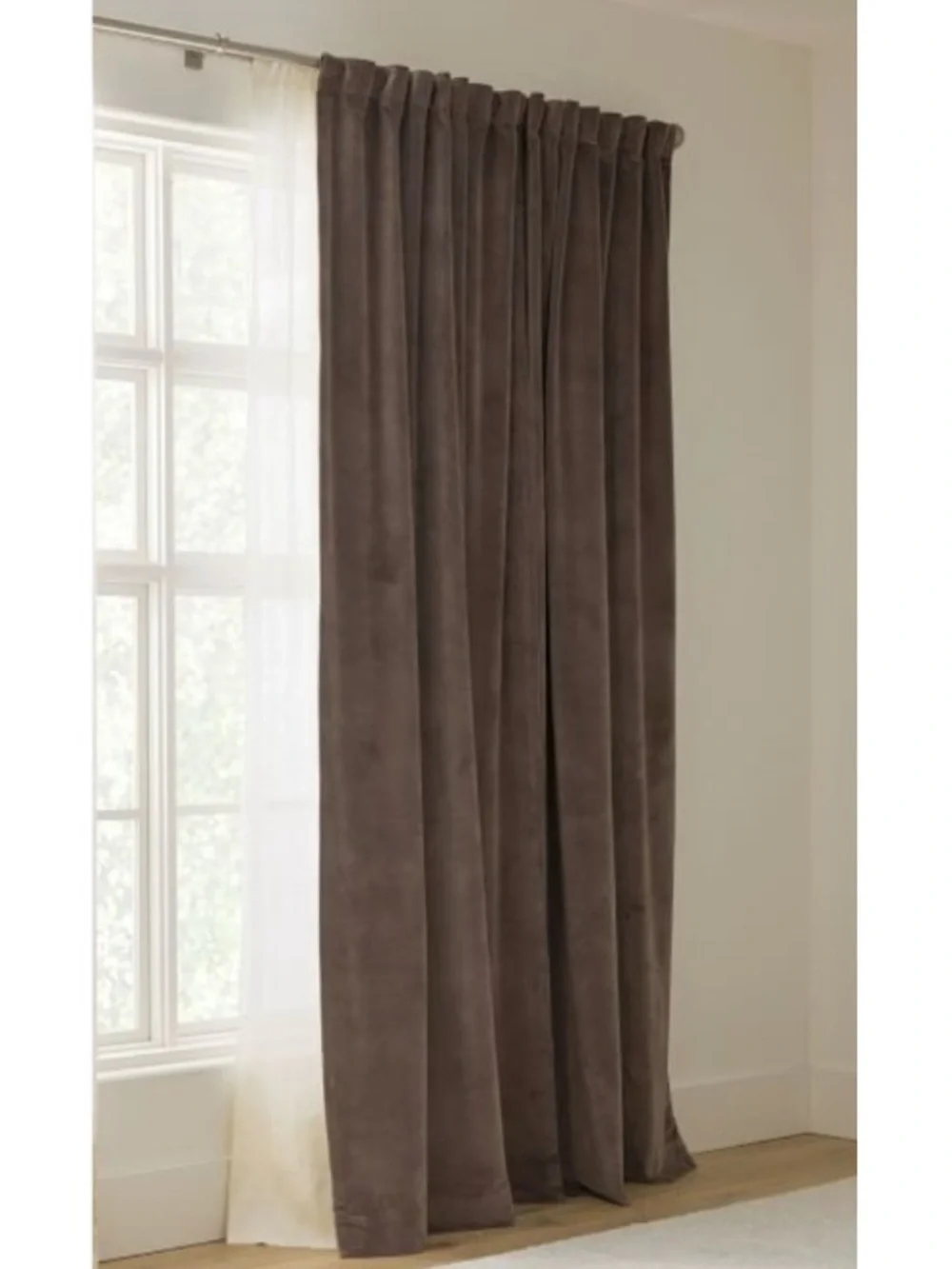 ONE Pottery Barn Velvet Twill Curtain Panel Cappuccino Brown 50